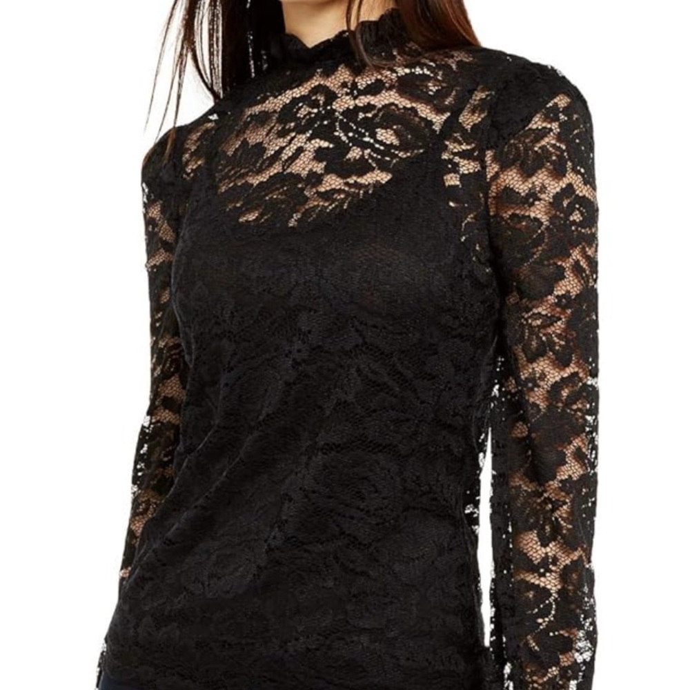 INC International Concepts Black Lace Blouse